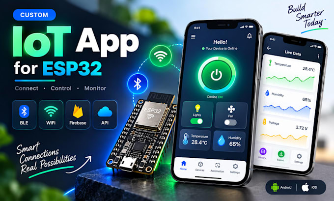 build flutter iot mobile app for esp32 ble wifi and firebase