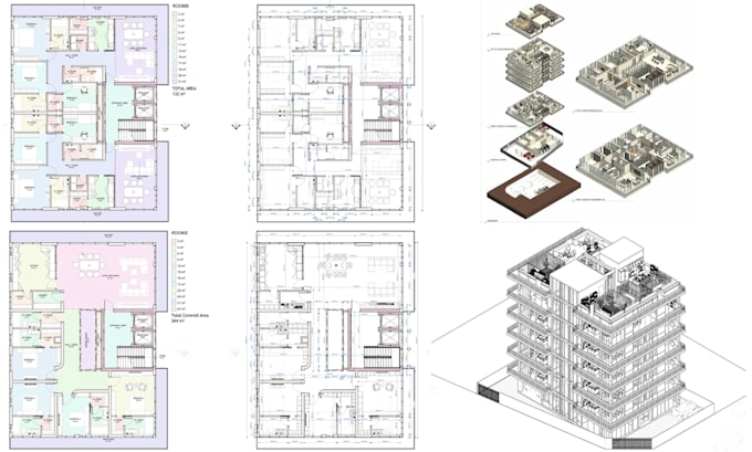 do architectural 2d drawings floor plans elevation, section