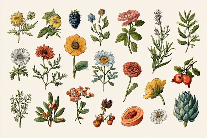 do custom a fruits botanical illustration