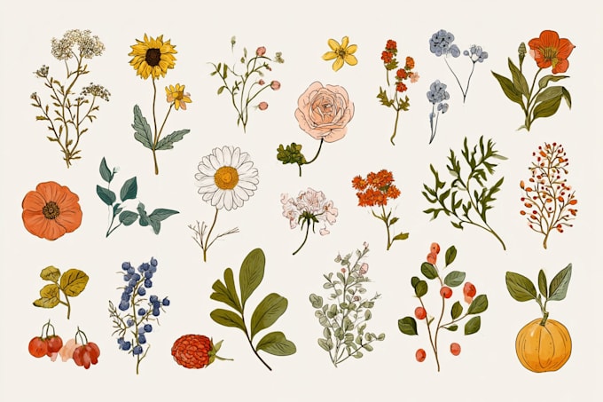 paint a high fruits botanical illustration