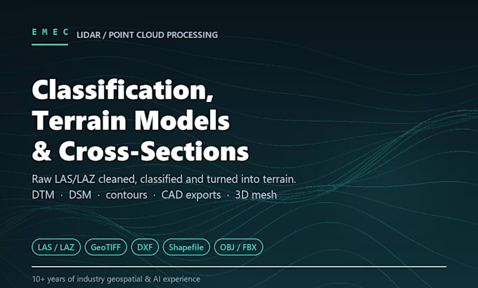 provide lidar point cloud classification, terrain models and cross sections