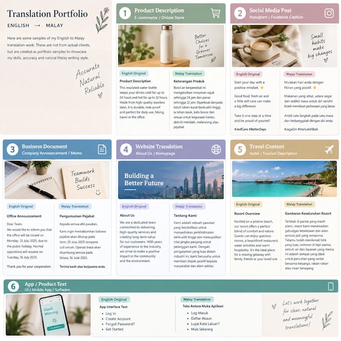 translate your document or posting from english to malay