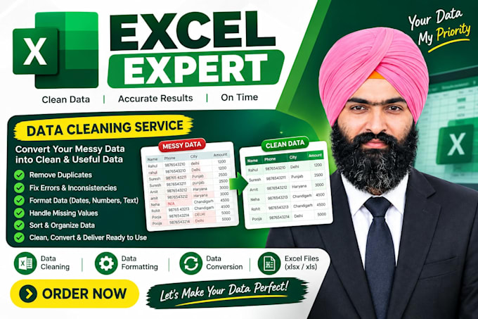 clean, format, merge, split excel data