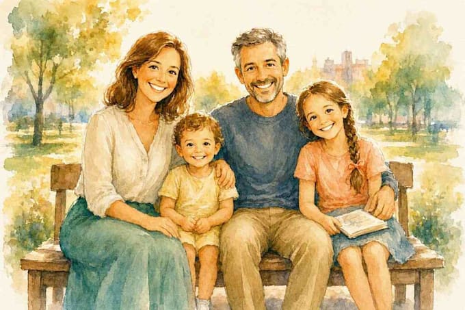 make watercolor family portrait