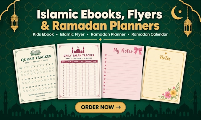 design islamic ebook content for kid, islamic flyer, ramadan or islamic planner