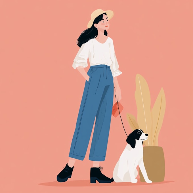 design a unique flat character with simple details