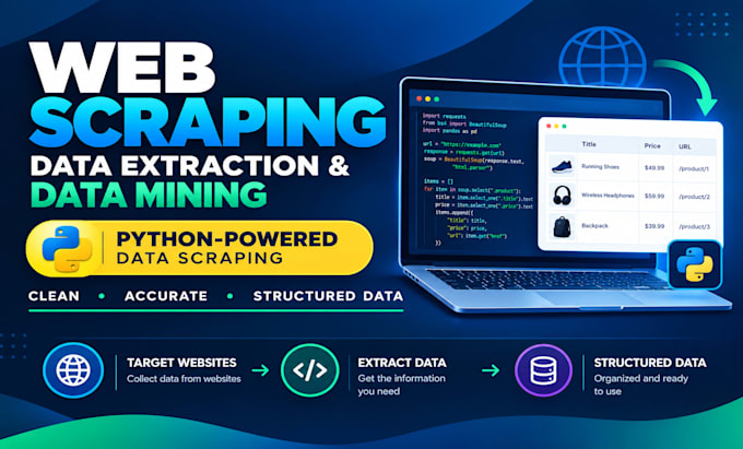 do python web scraping and data extraction from any website