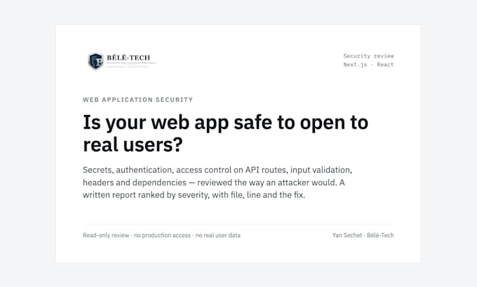 do a security review of your next js or react web app
