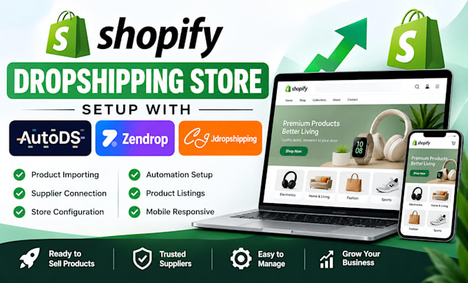 setup shopify dropshipping  store with autods zendrop cjdropshipping