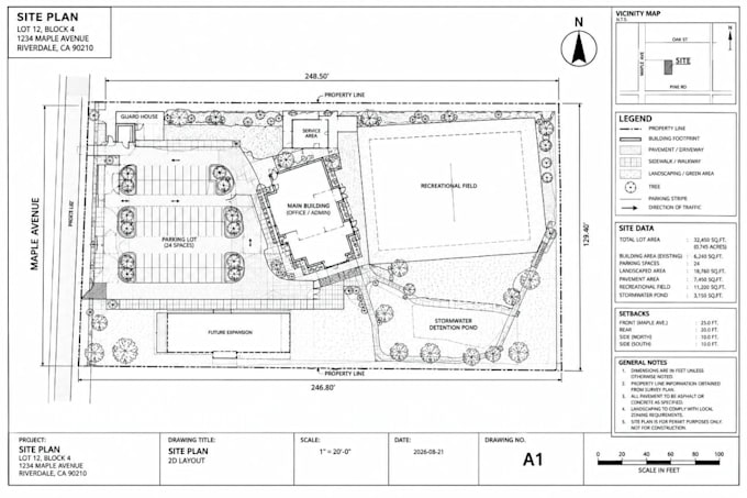 draft site plans, plot plans and landscape plans in autocad for permits