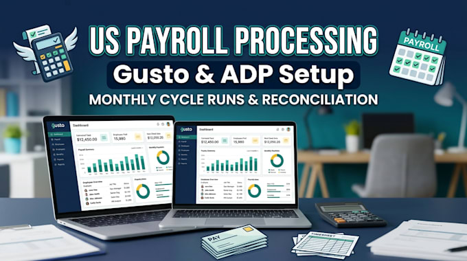 process your US payroll in gusto, adp or quickbooks payroll