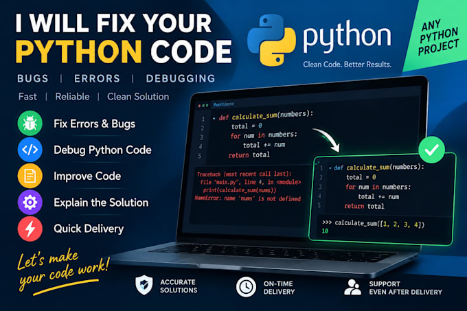 python bug fixing and debugging