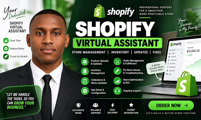be your shopify virtual assistant for store management and fixes