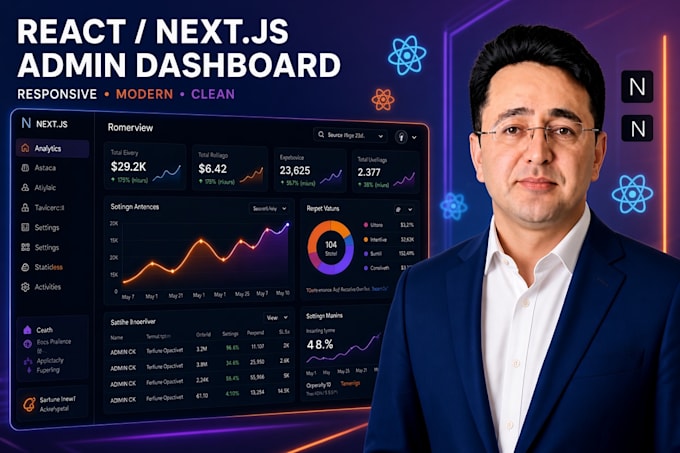 build a responsive react or next js admin dashboard
