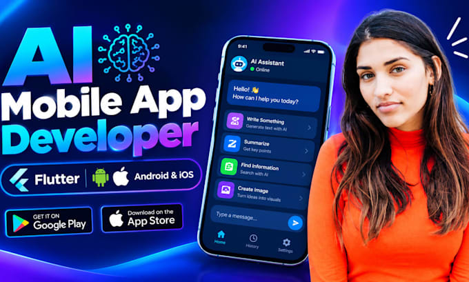 do ai mobile app development, android ios app creation as flutter developer