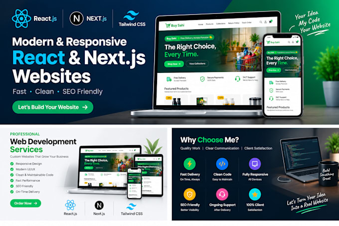 create responsive nextjs and react websites