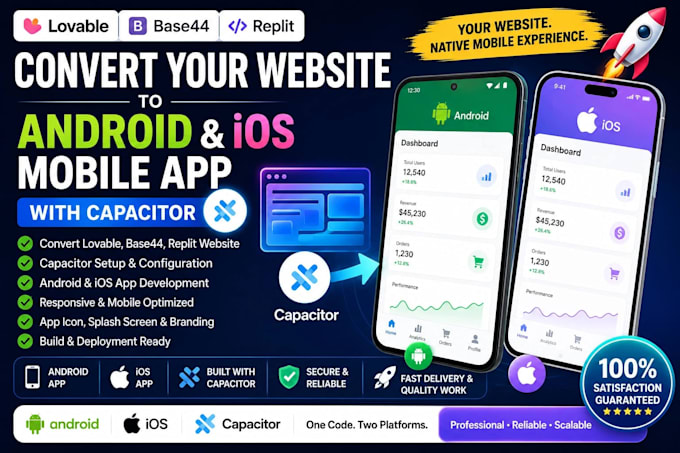 convert lovable base44 replit website to android ios mobile app with capacitor