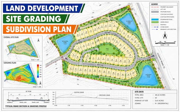 do real estate land development site grading master plan subdivision plot layout