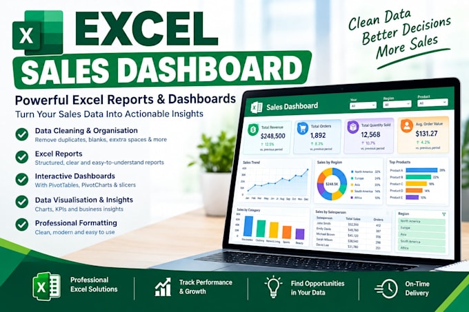 create a professional excel sales dashboard and report