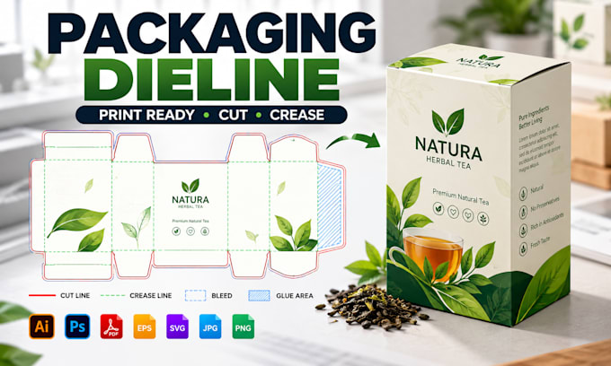 create a print ready packaging dieline template and cut line