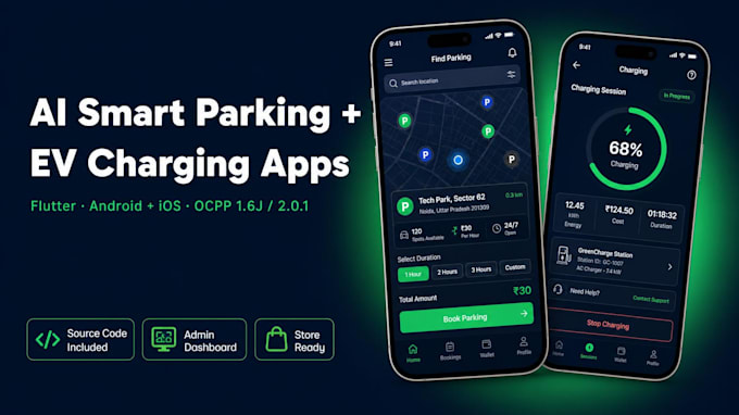 develop ai smart parking and ev charging ocpp apps in flutter ios android app