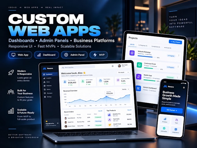 build a custom web app, dashboard, or business platform