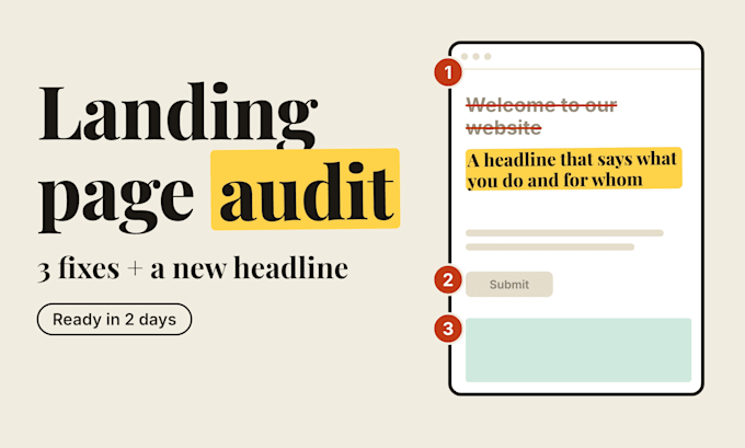 audit your landing page with 3 concrete fixes and a stronger headline