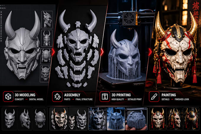 create custom cosplay 3d models, armor, helmets, masks and props for 3d printing
