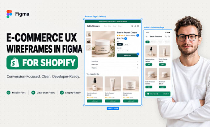 design e commerce UX wireframes in figma for shopify
