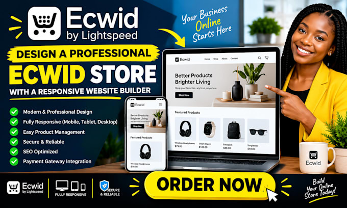 design a professional ecwid store with a responsive website builder