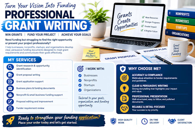 write winning grant proposals and grant applications for funding