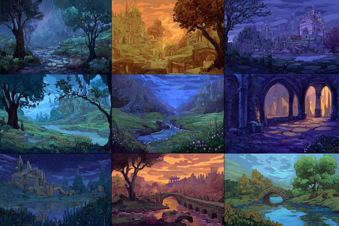 draw a natural landscape and background illustration