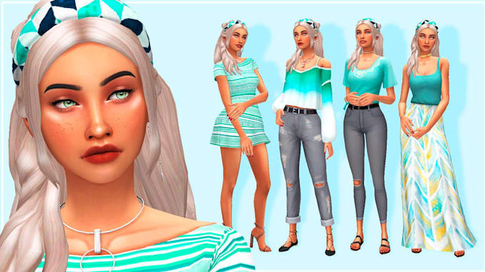 create unique custom sim for sim4 for the sim, cc4 mod, 3d model clothing, cc4