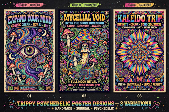 make trippy psychedelic poster designs