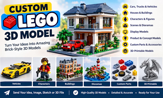 create custom brick and building block 3d models