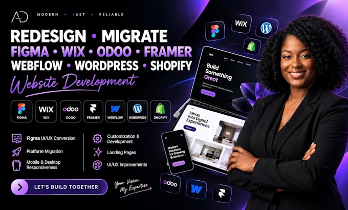 figma wix odoo framer webflow wordpress shopify website design migrate design