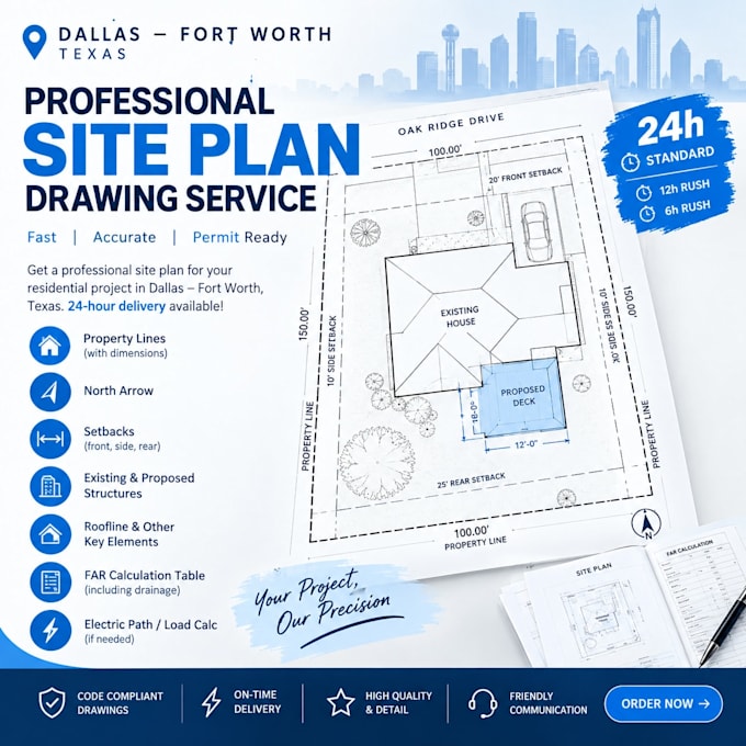 draw dallas fort worth texas site plan permit site plan drawing