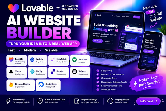 build a lovable ai web app, saas mvp or custom ai tool