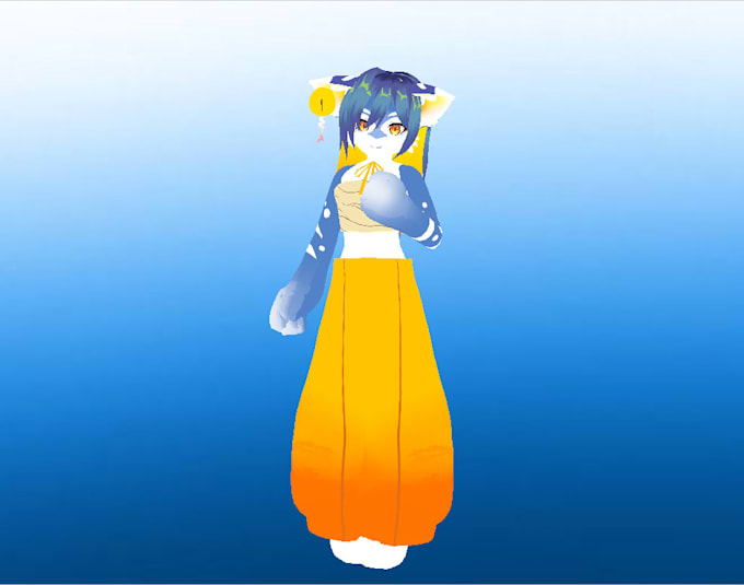 create a custom furry vroid model for 3d vtuber, mmd, anime, kemono style