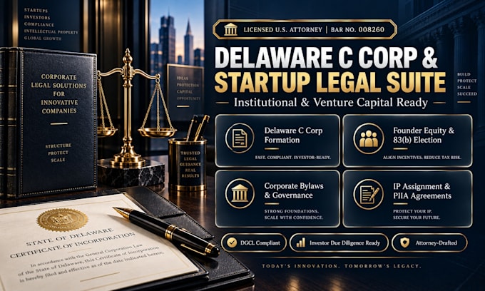 draft delaware c corp formation documents and vc legal setup