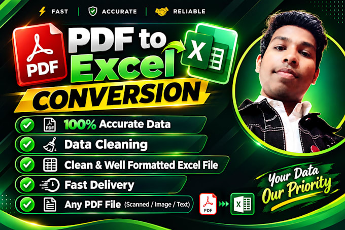 convert PDF to excel,clean messy data,data entry,copy paste