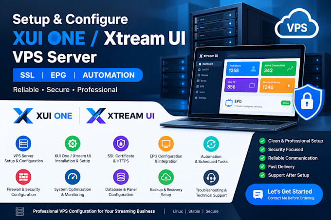setup and configure xui one xtream UI vps server SSL, epg with automation