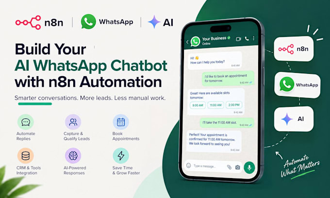 build n8n whatsapp ai chatbot and automation