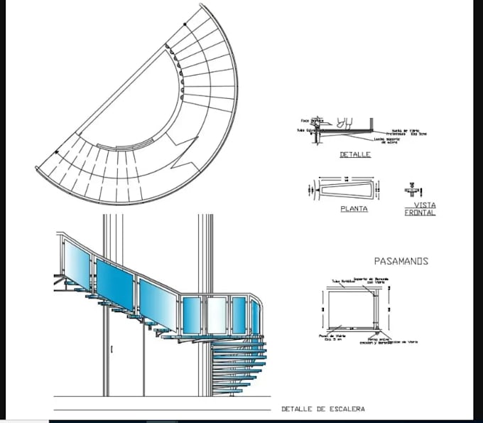 design staircase shop with cad drawing and technical 3d model