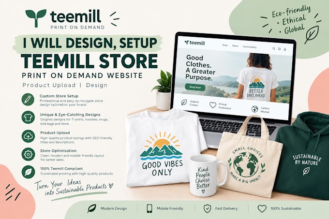 design setup teemill store print on demand website product upload design