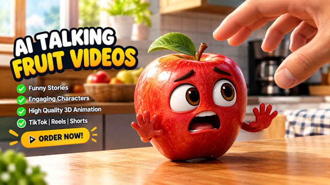 create viral ai talking fruit stories, ai talking object, fruit animation short