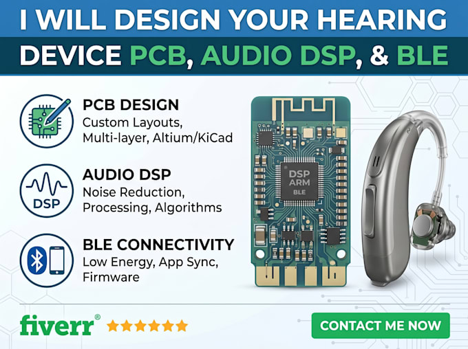design smart hearing device pcb, audio dsp and ble