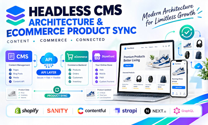 setup headless cms strapi directus architecture ecommerce product sync