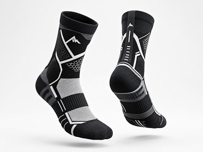 design realistic 3d sock mockup design, footwear model and render for your brand