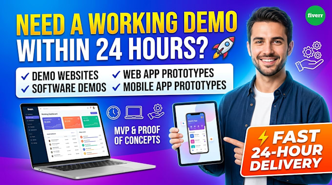 build a demo website, app or software within 24 hours